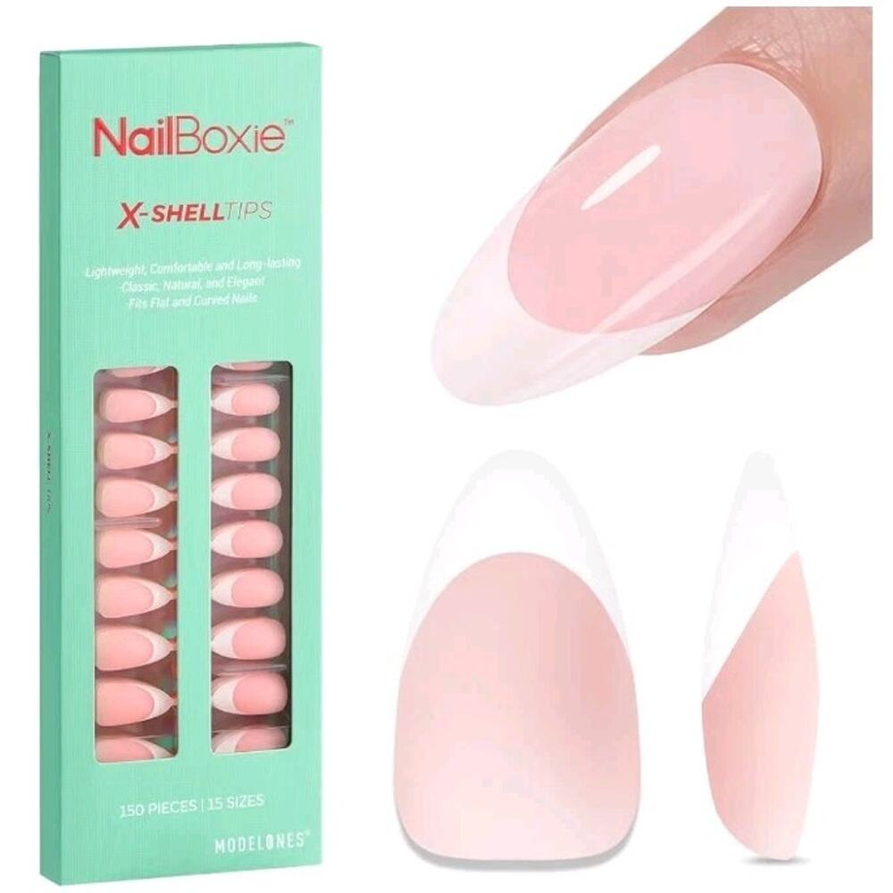 Modelones Nailboxie X-Shell Tips Full Cover French Nail Almond 15 Sizes 1950 Pcs - Picture 3 of 6